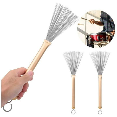 Golden Jazz Drum Stick Adjustment Drum Stick Brush Set Metal Handle,for Music,for Drum Beginners Golden Jazz Drum Stick Adjustment Drum Stick Brush Set Metal Handle,for Music,for Drum Beginners